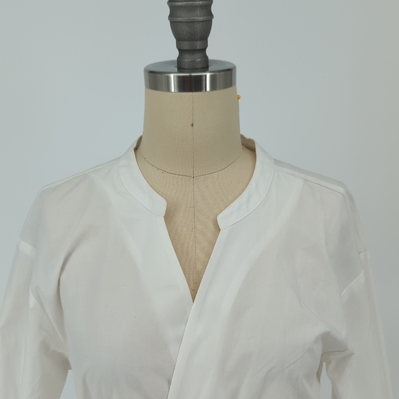 J Crew Poplin Wrapped Top White XS preppy Business casual minimalist office - Picture 3 of 8